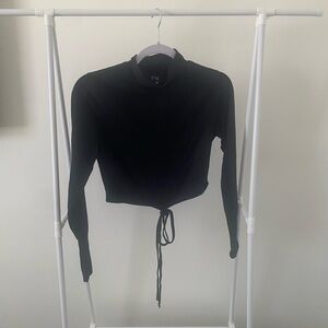 Black Long Sleeve Crop Top